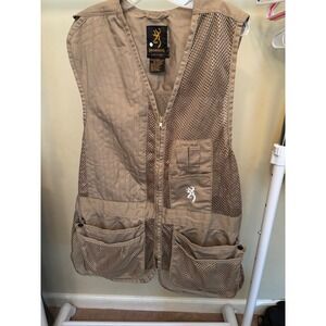 Browning Mens XL Shooting Vest Tan Mesh Clay Trap Skeet Hunting 305-020 Buckmark